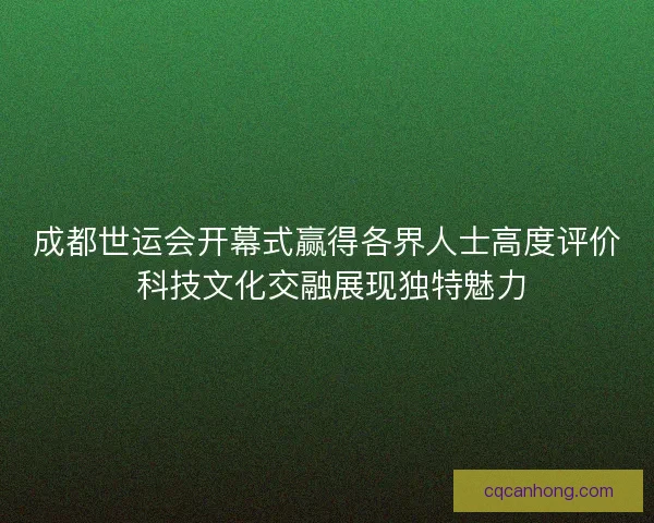 成都世运会开幕式赢得各界人士高度评价 科技文化交融展现独特魅力
