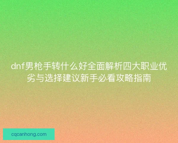 dnf男枪手转什么好全面解析四大职业优劣与选择建议新手必看攻略指南